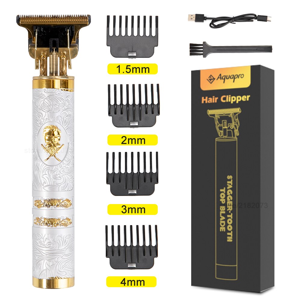 T9 Tondeuse Usb Haar Trimmer Oplaadbare Haar Snijmachine T-Outline Kapper Cordless Trimmer Baard Scheerapparaat Mannen Kapsel: White Man
