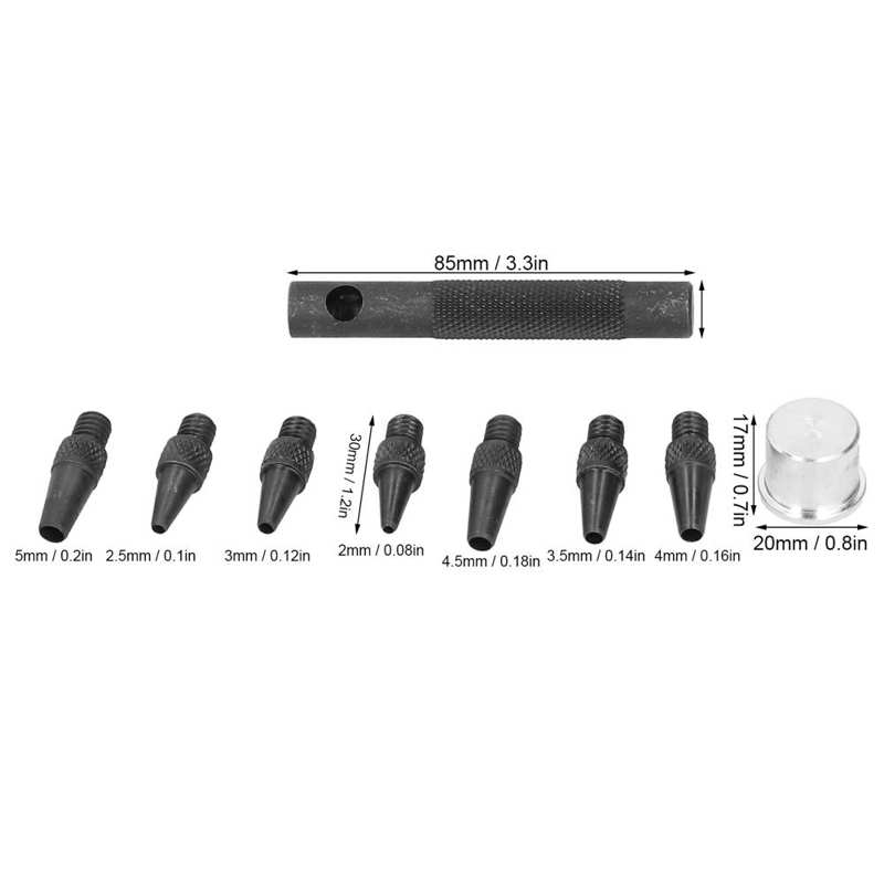 Leather Punch Set Changeable Head High Hardness With Anti-slip Handle Multiple Specifications 2‑5mm Hole Punch Set Belt for