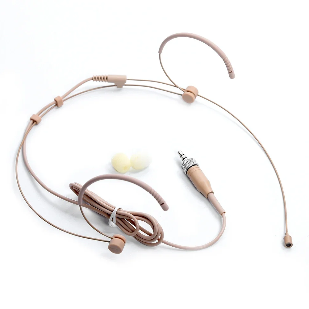 Beige Double Earhook Headset Mic 3.5mm 3 Pin 4 Pin XLR Plug Headworn Microphone Portable Audio & Video