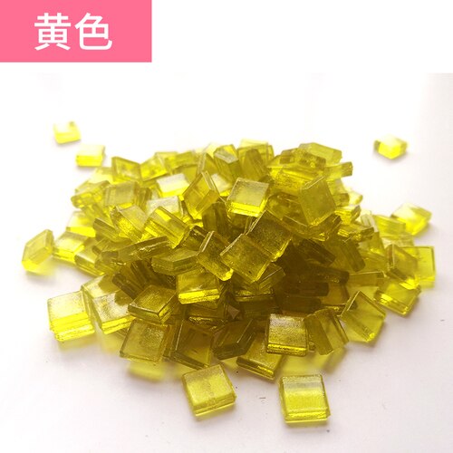 Carreaux de mosaïque en cristal diaphanes multicolores, carrés translucides, matériel de bricolage pour enfants, 100 pièces: 100pcs Yellow