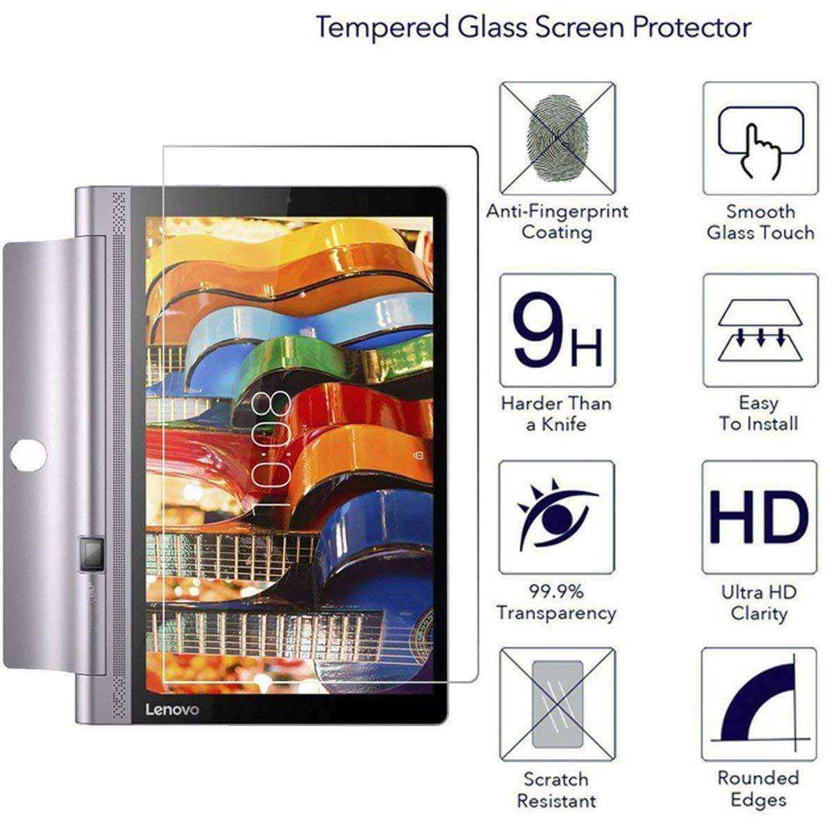 Beschermhoes voor lenovo yoga tab 3 10.1 opvouwbare standaard, pu-leren hoes, yoga tab 3 10.1 yt3-x50f x50f x50m tablethoes van glas: Glas geen gratis geschenk