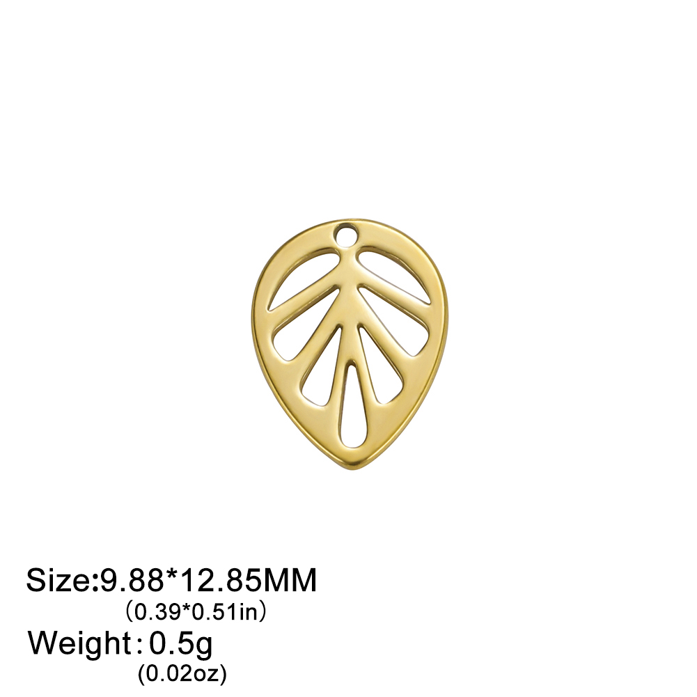 Skyrim 5pcs/lot Leaves Charms for Jewelry Making Stainless Steel Gold Color DIY Pendant for Earring Necklace Bracelet: Light Yellow Gold Color