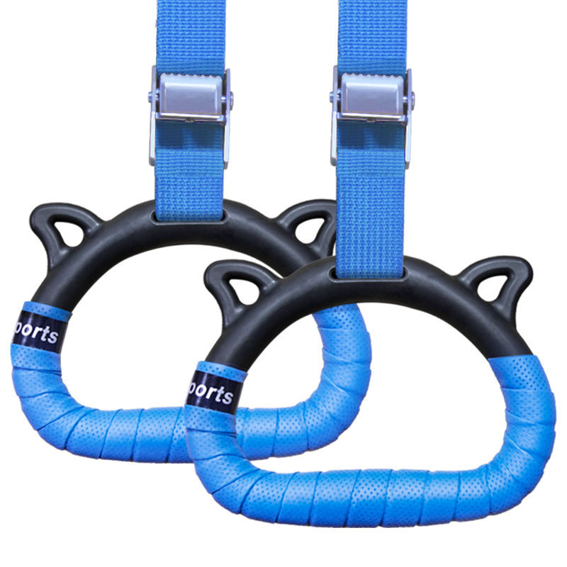 Gymnastic Rings Set Childrens Home Fitness Training Equipment with Adjustable Buckle Heightening Pull Ring for Physical Training: B blue / Total length 2M