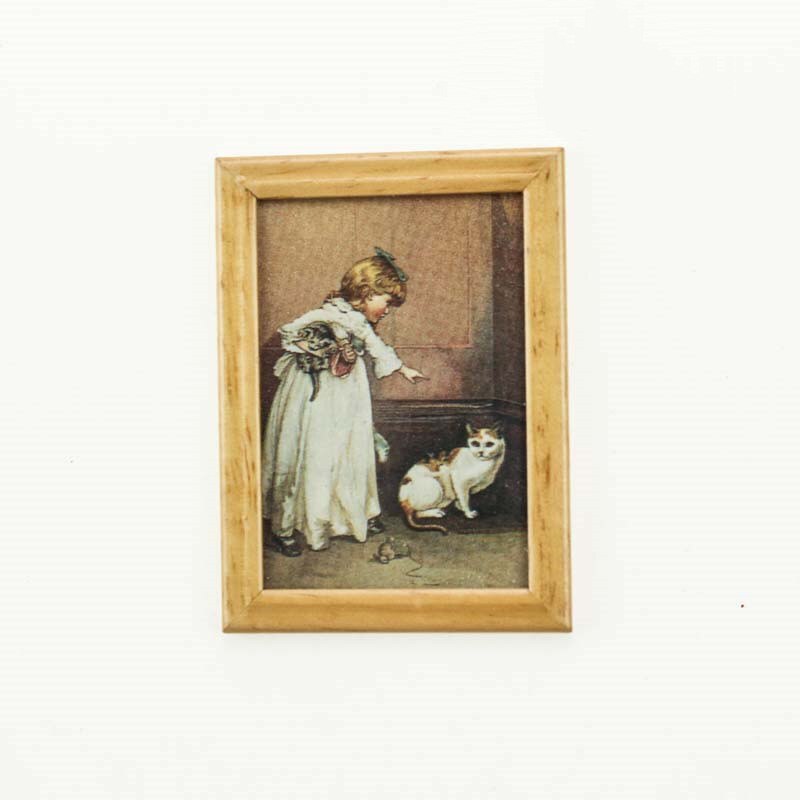 1:12 dockhus mini oljemålning fotomöbel leksaksmatch för skogsdjur familj samlarobjekt: Bild b