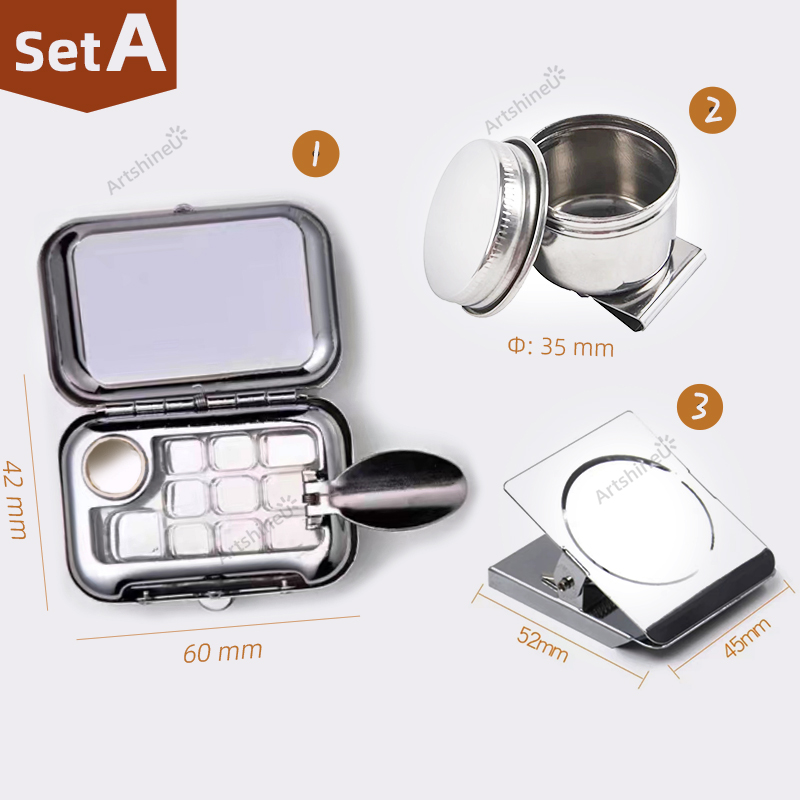 Przenośny podróżny zestaw farb akwarelowych mini 10/12/16 siatki puste pudełko dozownik pigmentu paleta zacisk magnetyczny czajnik dla artystów: Niebieski