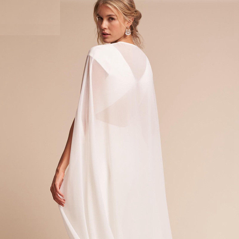 Wedding dress accessories shawl bride white / ivory chiffon shawl special occasion mermaid dress accessories cloak