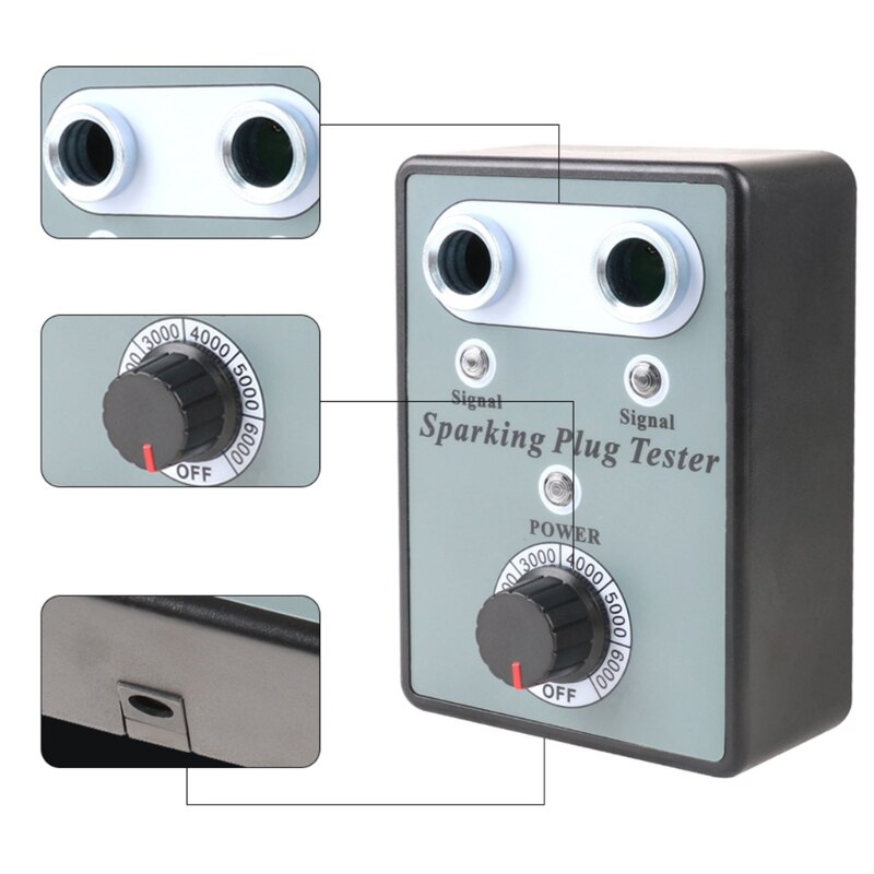 Car Spark Plug Tester Ignition Plug Analyzer Diagnostic Dual Hole Test Tools 12V Gasoline Automotive Spark Plug Detector D7YA