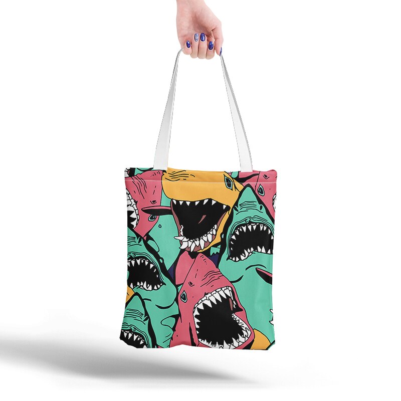 Mode Canvas Tas Casual Brand Vrouwen Tote Schoudertassen Canvas Dames Herbruikbare Eco Shopping Opvouwbare Doek Bag: Style12