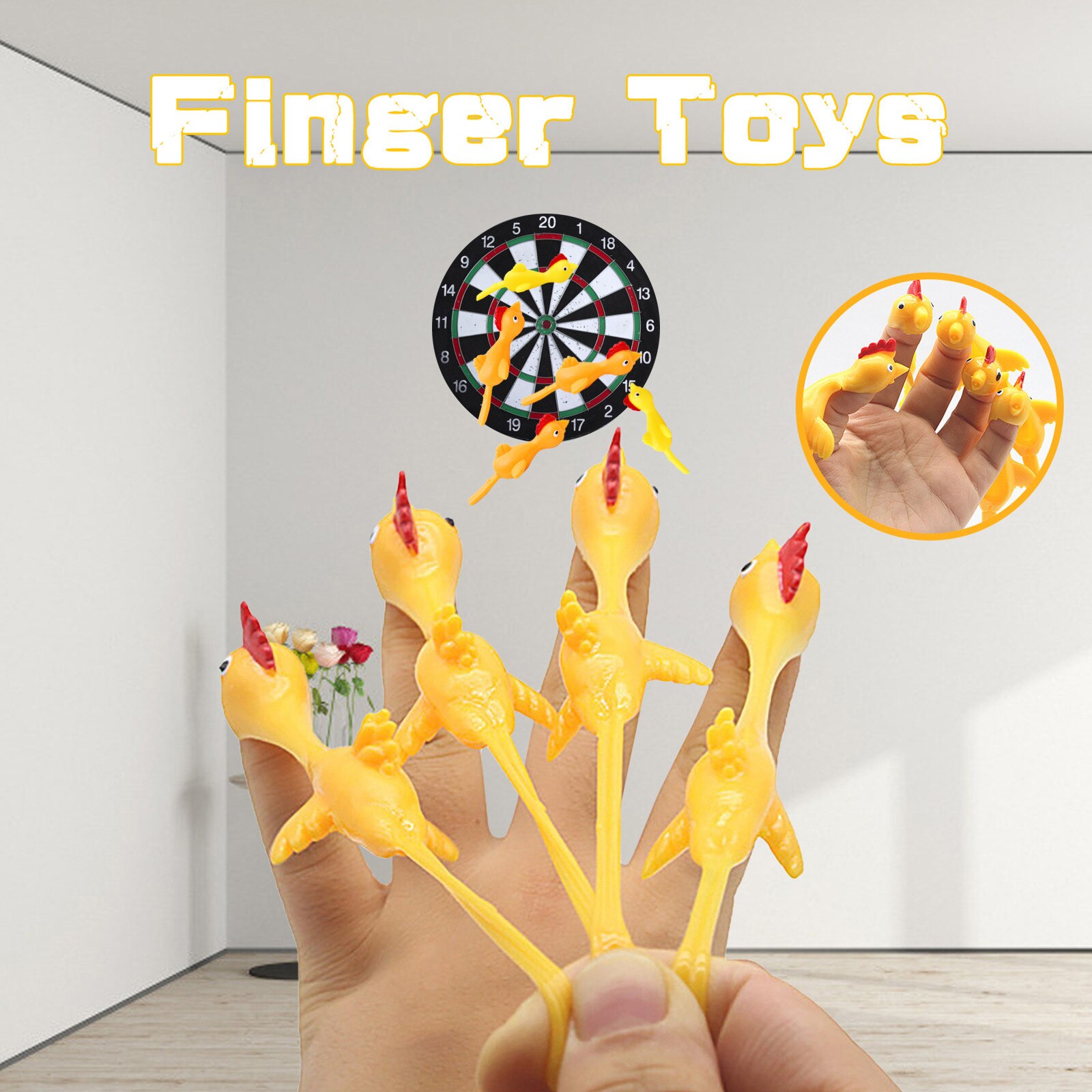 10pcs/lot Ejection Chicken Toy Light Rubber Finger Prank Flying Stress Relief Toys Adult Birthday