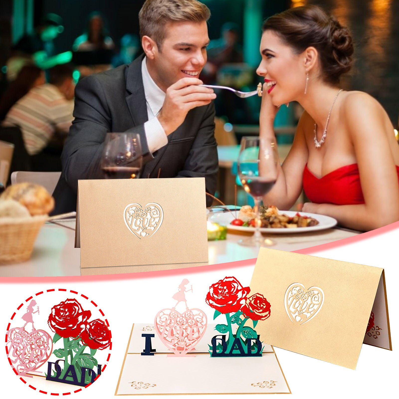 Fathers Day Card 3D Pop-Up Birthday Cards for Dad Handmade Greeting Card with Envelope Half fold greeting card