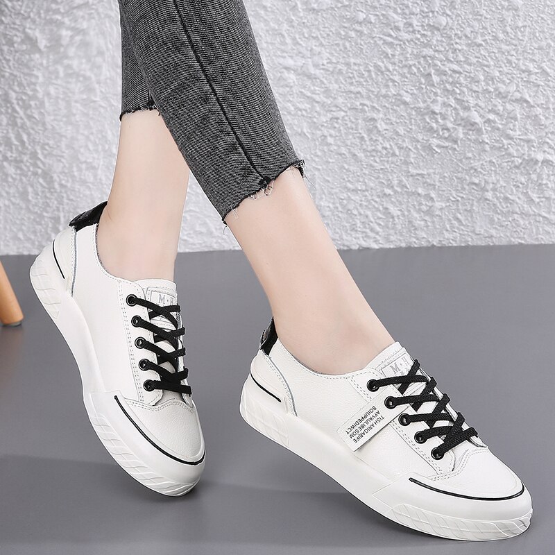 Tenis femeninos con agujeros para Mujer, Zapatos de Tenis transpirables de cuero, zapatillas deportivas para Mujer
