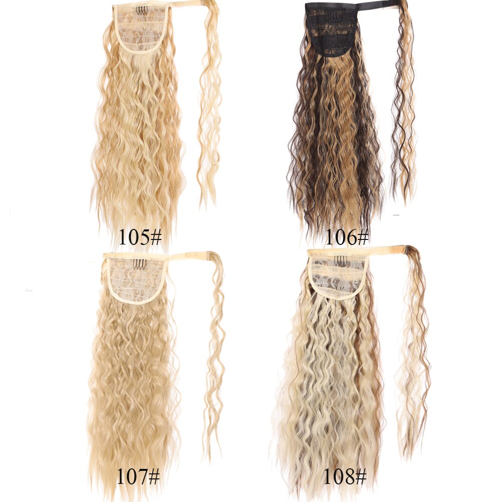 Weilai extensions syntetisk wrap on clip hestehaler majs bølget hestehale hårstykke ombre brun rød falsk hår lang hestehale paryk
