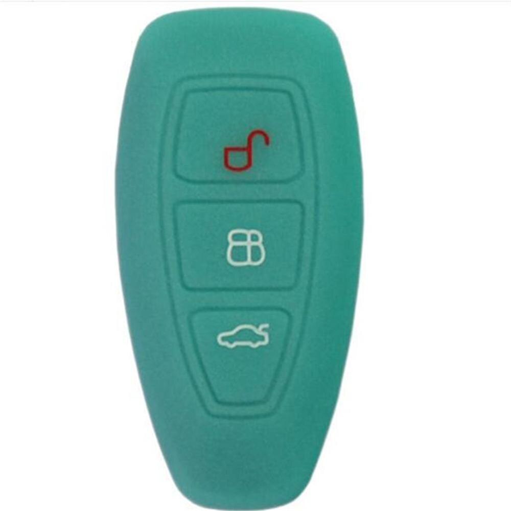 Autostyling afstandsbediening sleutel beschermhoes autosleutelhoes voor ford focus mondeo fiesta ecosport escort kuga b-max 3 knoppen slimme sleutel: Lichtgevend blauw