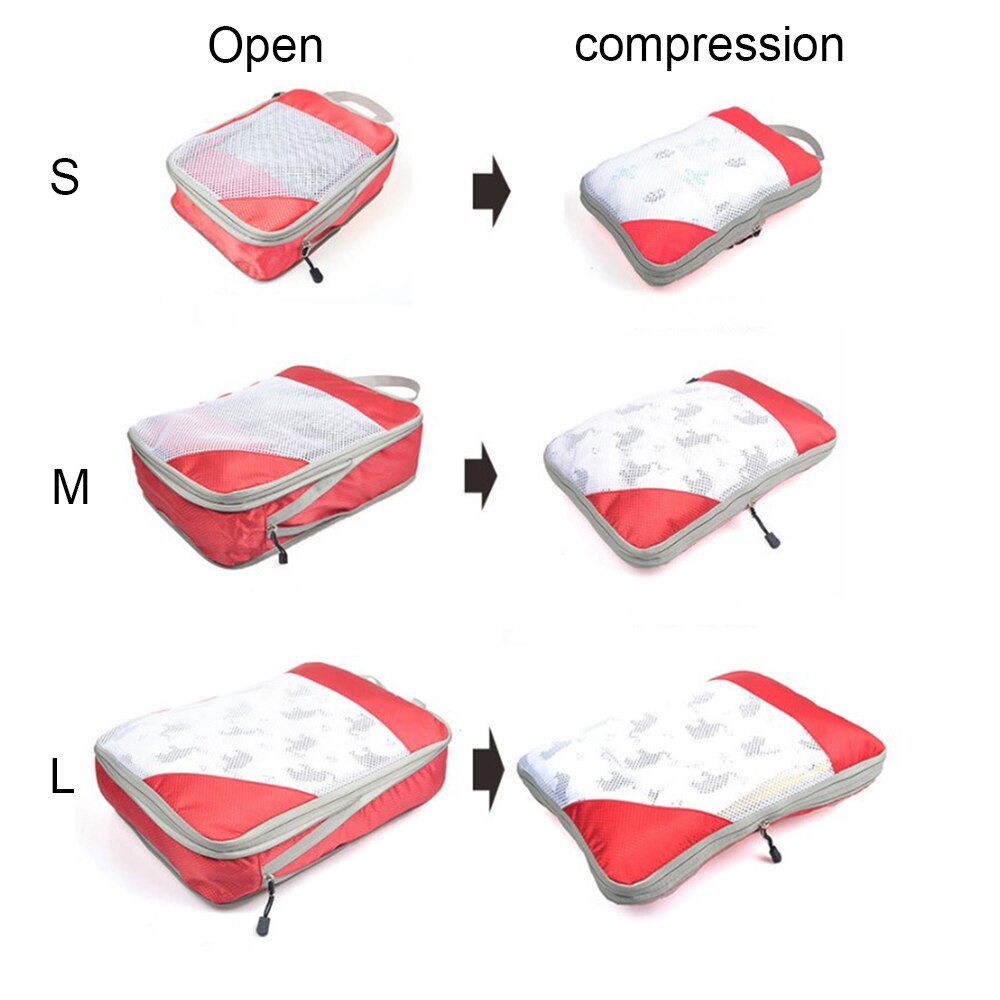 1pc/4pcs Compression Packing Cube Nylon Storage Bag Foldable Organizer Durable Travel Luggage Bag for Shoes Clothes