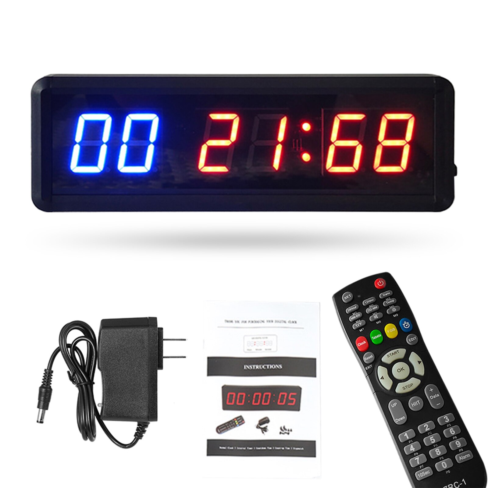Programmierbare Ausbildung Timer LED-anzeige Intervall Timer Wanduhr mit Fernbedienung für Fitnessstudio Fitness Ausbildung 1,5 Zoll Countdown Uhr: uns Stecker