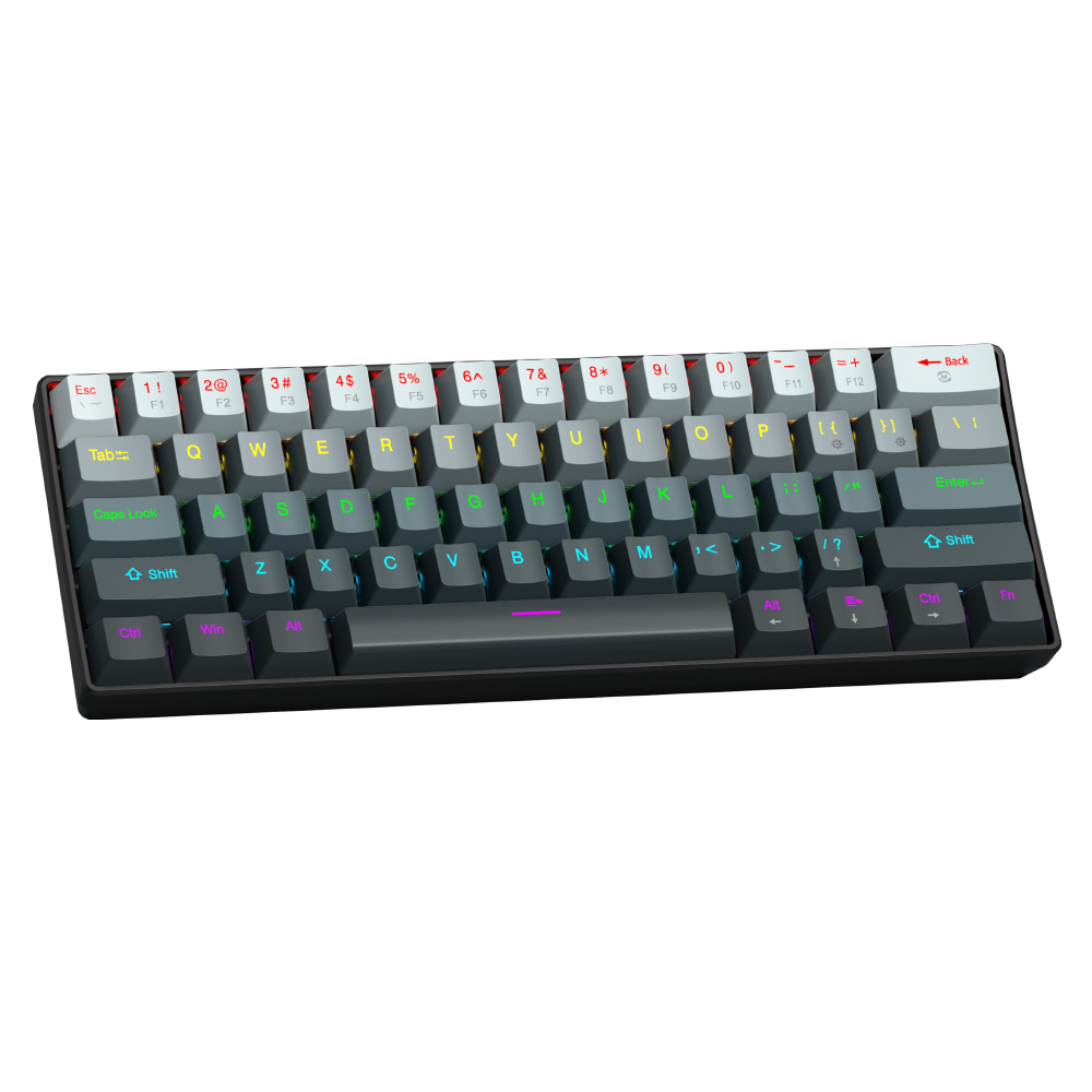 Mini 61 Keys K61 Wired Mechanical Keyboard | Compact Layout | Detachable Cable | Gradient Keycaps | Full N-Key Rollover