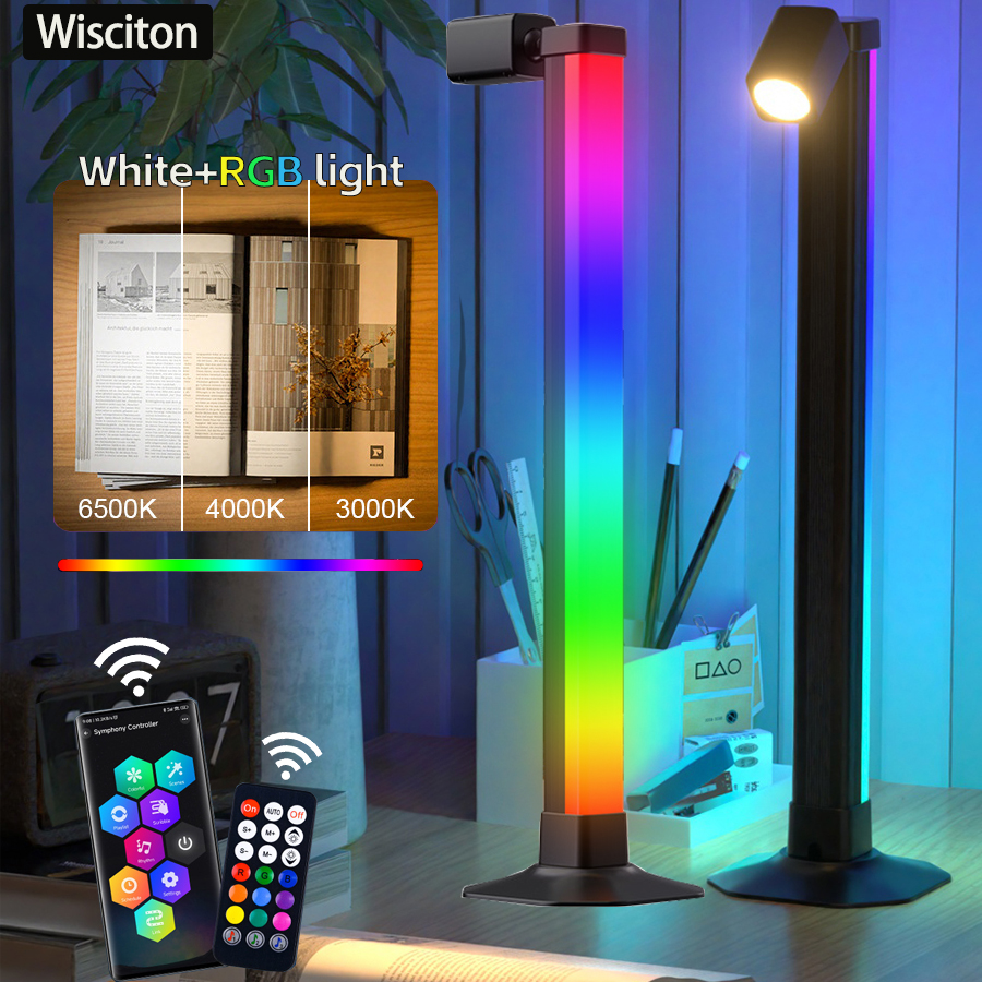 Lampa biurkowa Bluetooth RGB robić nauki/czytania/pracy/gier Bluetooth nastrojowe oświetlenie lampki nocne ochrona oczu światło bar