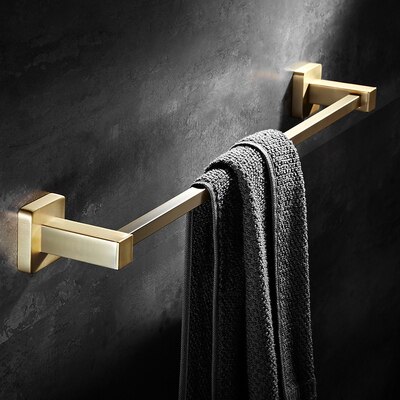 Bathroom Accessories Set Solid Brass Towel Bar/Rack Tissue Rack Toilet Brush Holder Corner Shelves Bath Hardware Brushed gold: Single towel bar
