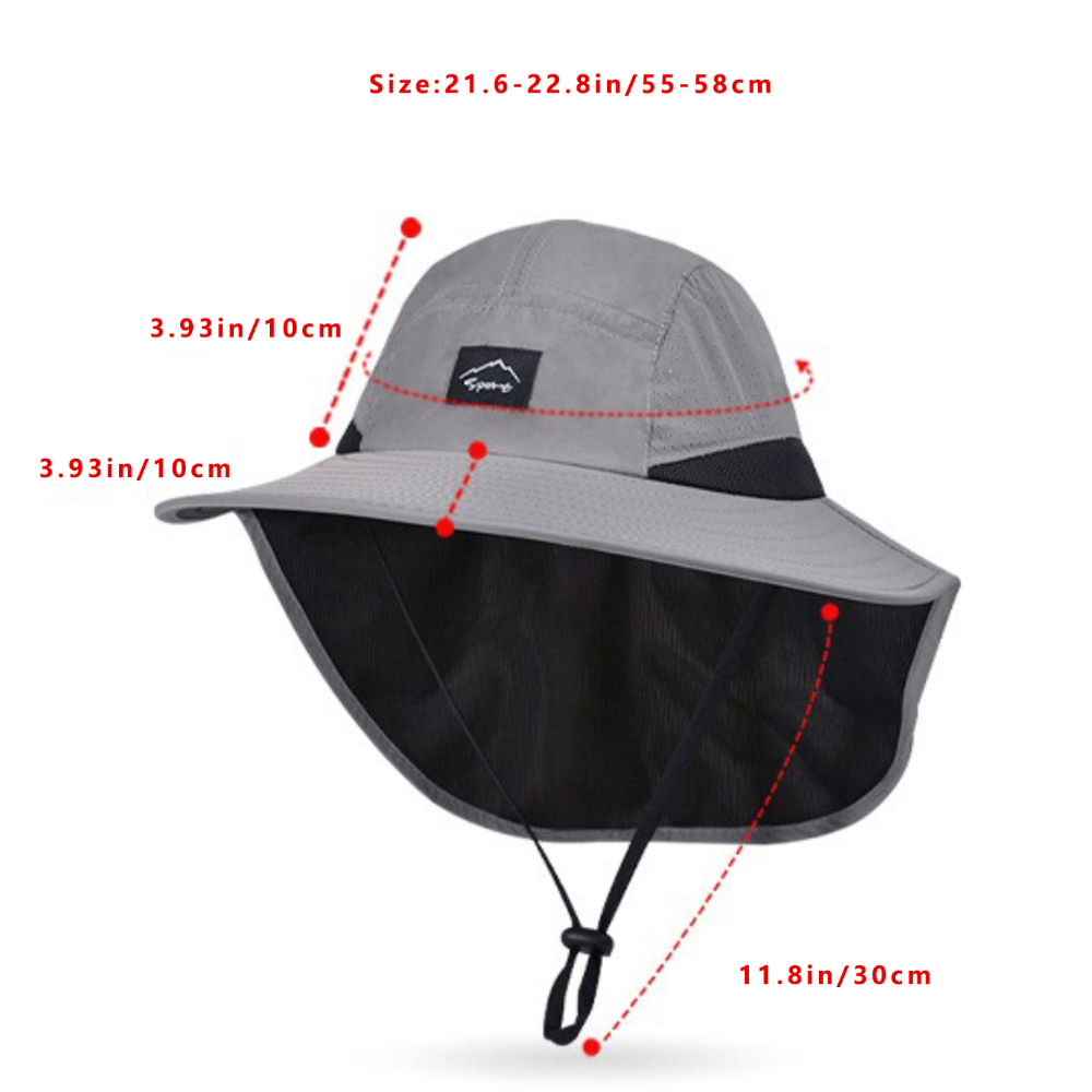 Sonnenhut mit breiter Krempe und Nackenklappe, UV-Sonnenschutz, Hofarbeit, Safari, Wanderhut für Herren, Outdoor-Abenteuer, Angeln, Eimerhut