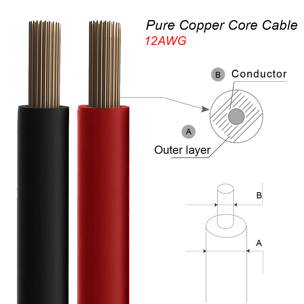 Cable de carga solar Adaptador XT60 a cable de extensión de conector hembra macho solar 12AWG 0,6/1,5/3M para paquete de batería