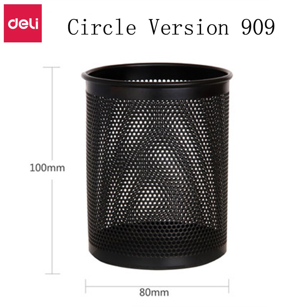 Deli Metal Pen Pencil Holder Box Home Office Cup Accessories Desk Organizer Sturdy Supplies Stationery Storage Containers: Circle Version 909