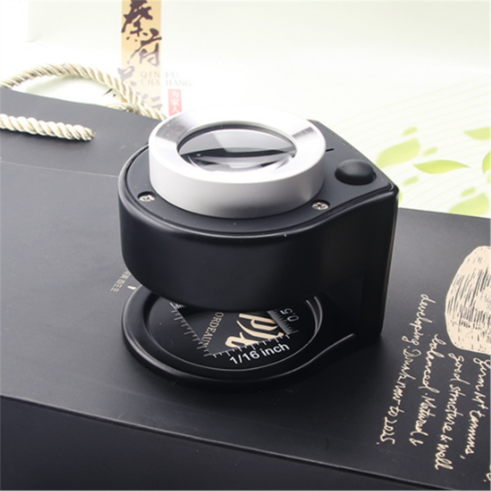 Agnicy Magnifying Glass 30 Times 30x25mm Scale All Metal Textile Cloth Printing Grid Pigeon Eye Cloth Mirror 6LED