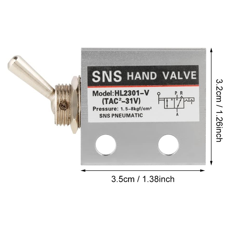 SNS-interruptor de palanca neumático de 3 posiciones y 2 puertos, válvula mecánica neumática, presión 0-8Kgf/cm², HL2301, G1/8