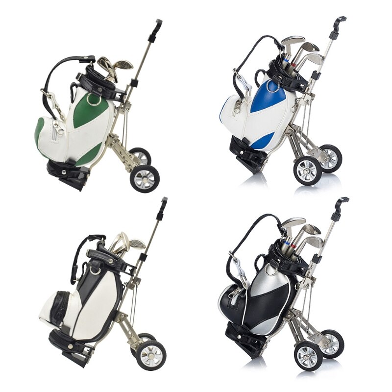 Golf Pens with Golf Bag Holder Novelty with 3 Pcs Aluminum Pen Office Desk Golf Bag Pencil Holder