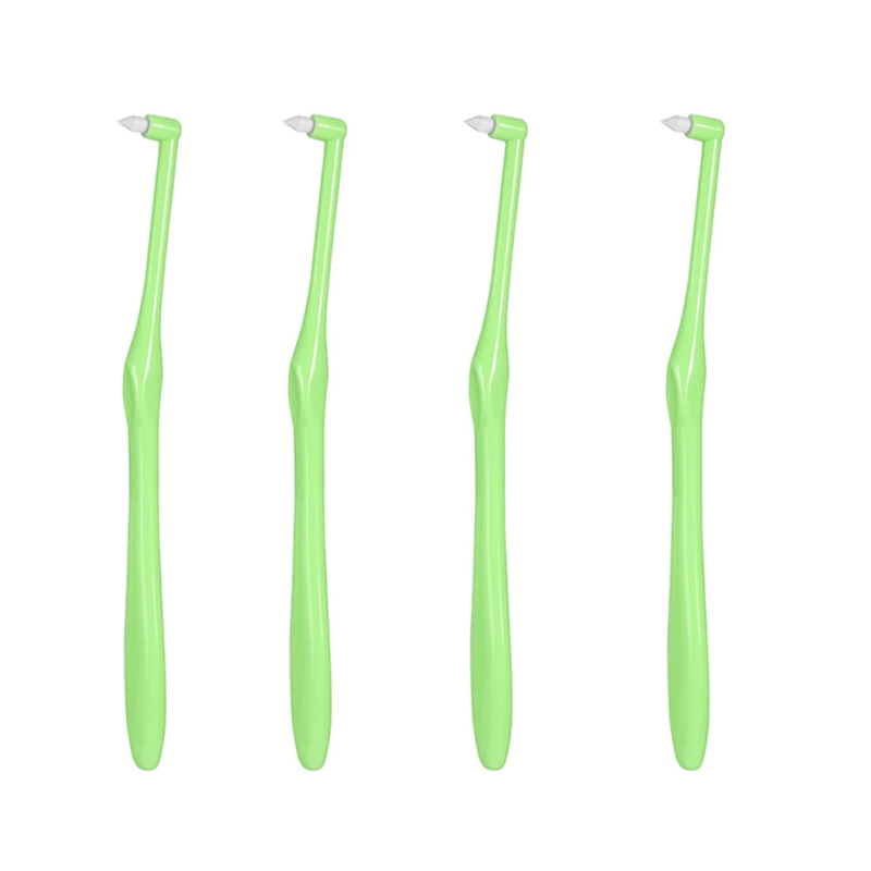4 Stuks Orthodontische Tandenborstel Puntige Hoofd Zacht Haar Correctie Schoon Tanden Gap Floss Mondhygiëne Tanden Beugel Tandenborstels: Bruin