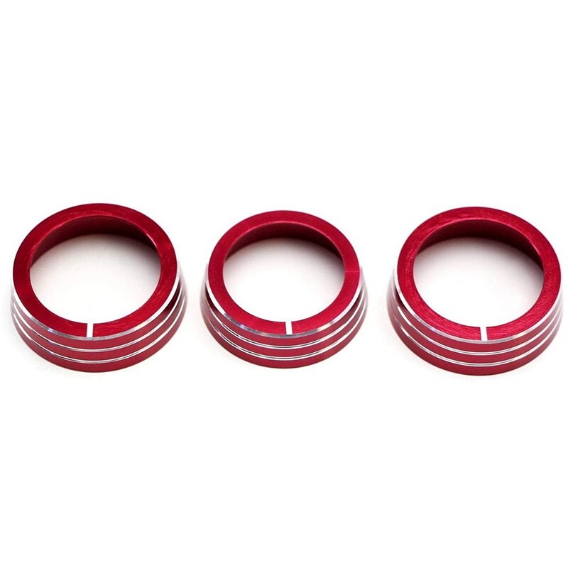 3 Pcs Red Aluminum AC Climate Control Ring Knob Covers Compatible for MK6 Golf Jetta: Default Title