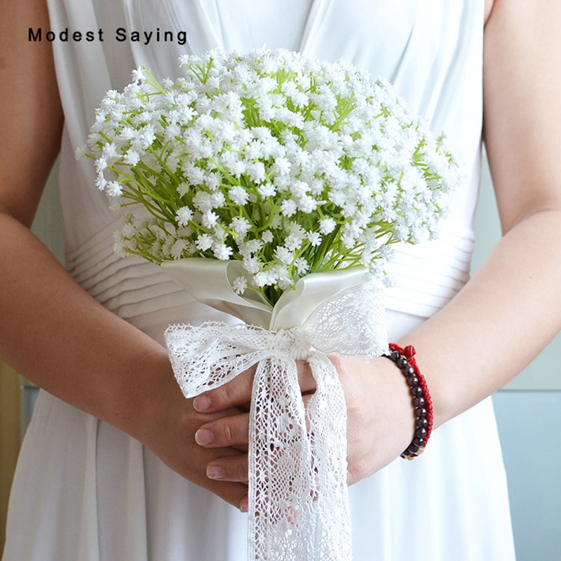 Forest Artificial Flowers Gypsophila Wedding Bouquet Lace Bridal Bridesmaid Bouquet Wedding Accessories bouquet de mariage