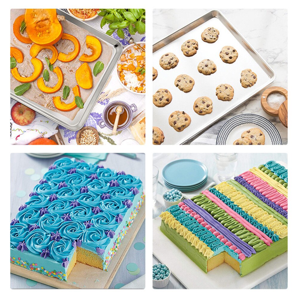 10inch Stainless Steel Baking Tray Rectangular Rice Noodles Roll Plate Steaming Dish for Home Restaurant