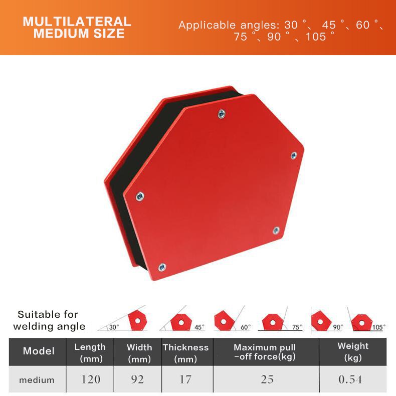 Soporte de soldadura magnético multiángulo, accesorio de soldadura de flecha fuerte, localizador de esquina, herramientas de soldadura eléctrica, 1 Uds.: Medium-25kg Polygon