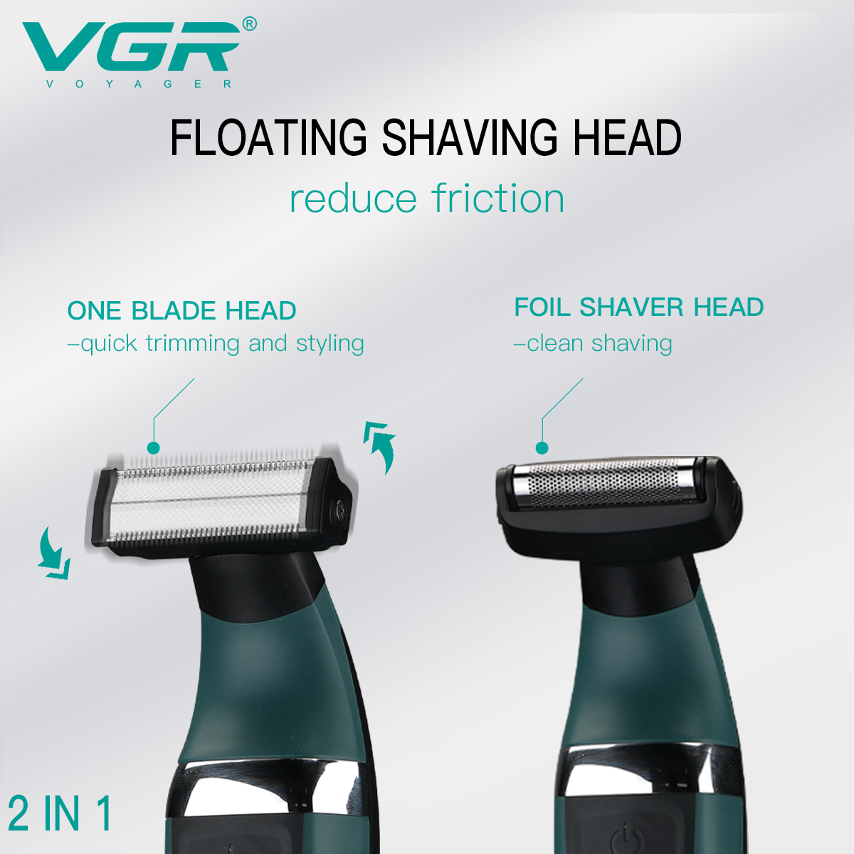 VGR afeitadora electrica para hombre afeitadora Impermeable Maquinilla de afeitar Recargable recortadora de barba Portátil maquina de afeitar cuchillas de doble cara Máquina de afeitar para hombres V-393