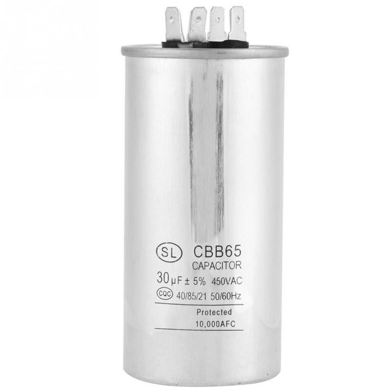 CBB65A-1 30uF AC 450V Large Capacity Cylindrical Motor Capacitor for Air Conditioner Motors Refrigerator