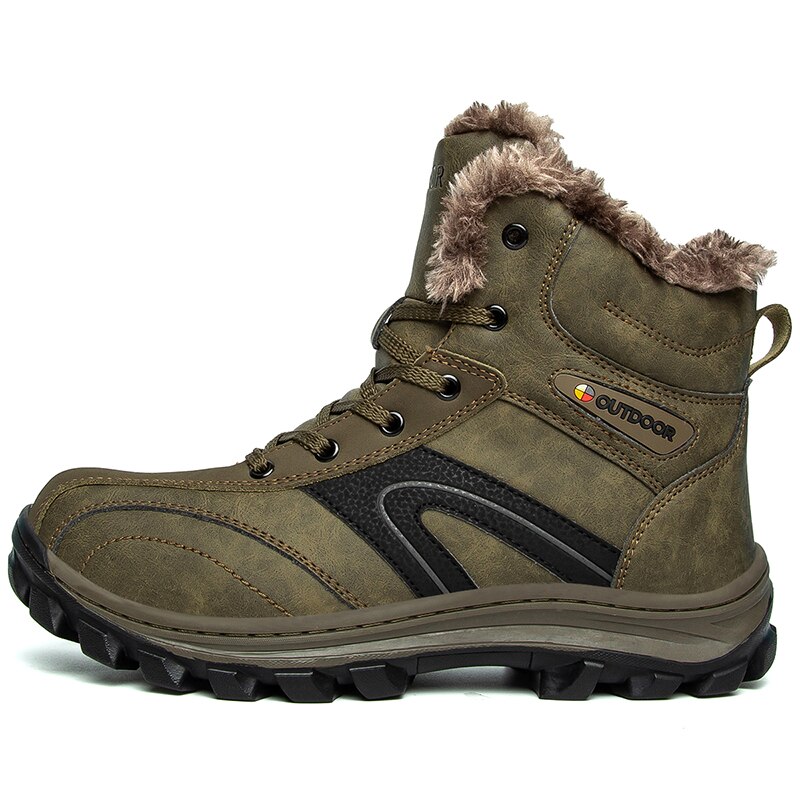 Sneakers Mannen Schoenen Met Bont Warm Houden Lederen Timber Land Werk Laarzen Mens Voet Outdoor Waterdichte Mannelijke Wandelschoenen: dark brown / 40