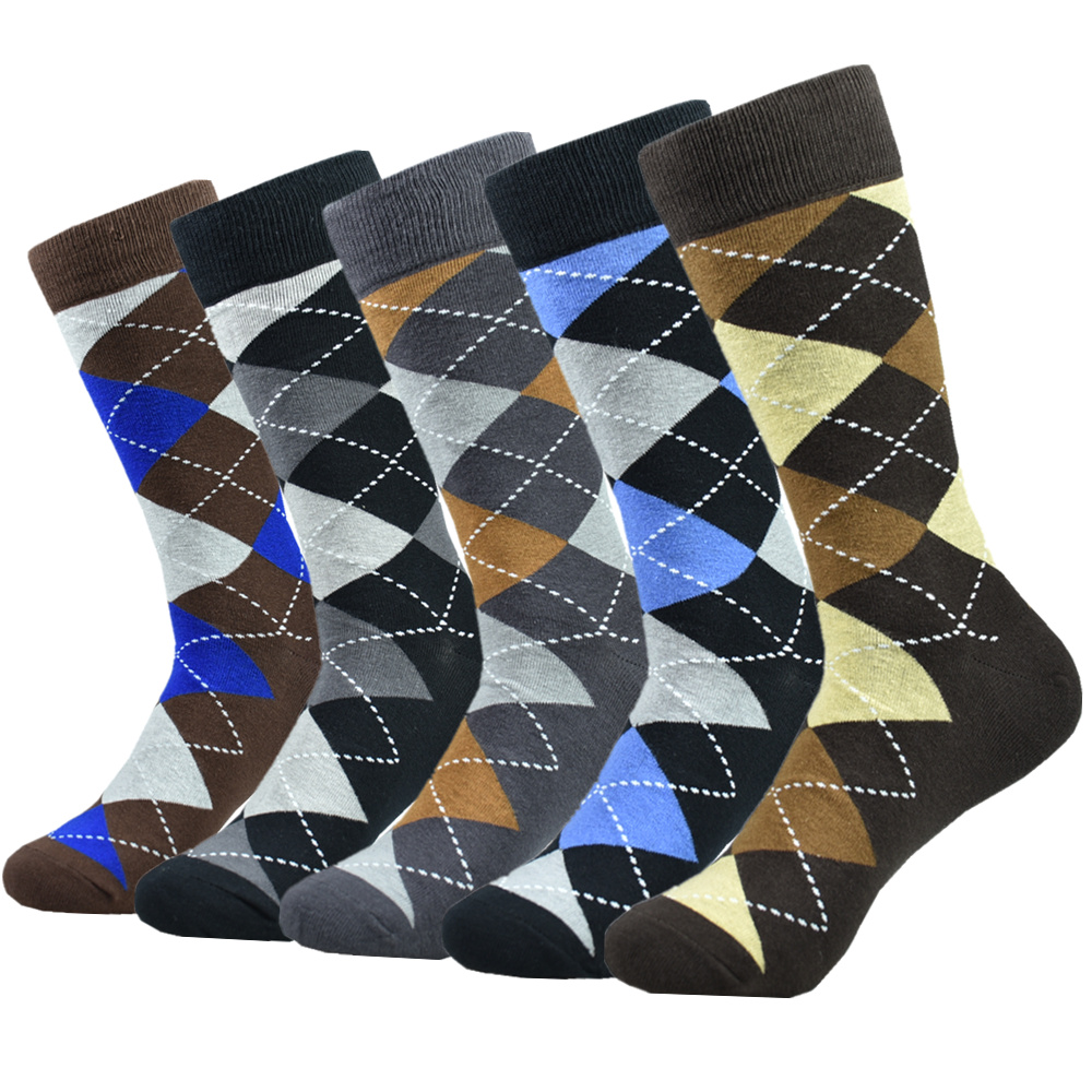 Chaussettes pour hommes habillées à la en coton à motifs noirs Chaussettes drôles colorées heureuses pour hommes: Bleu