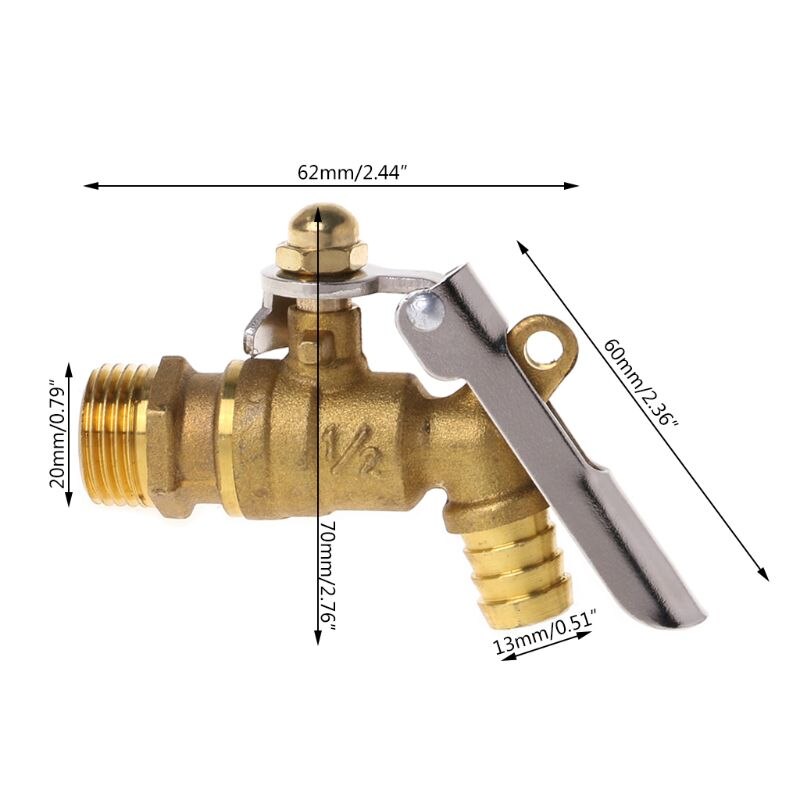 1/2" Brass Faucet Lockable Water Tap Single Hole Water Tap Faucet Spout