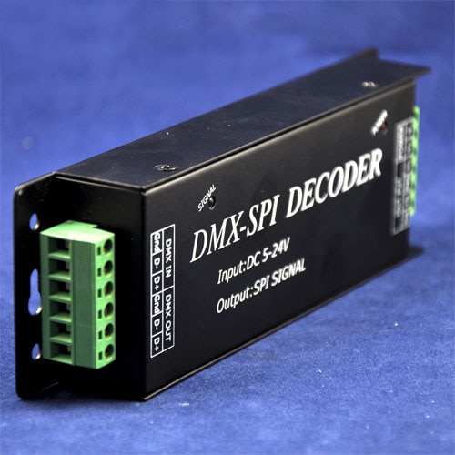 DMX200 DC5-24v 480w SPI signal LED DMX-SPI decoder, led full color strip light DMX controller, DMX signal CLK, SPI signal output