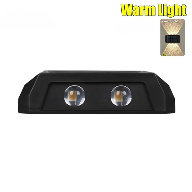4/6/8 LED-wandlamp op zonne-energie Waterdicht te installeren Veranda Lichten Up Down Verlichting voor Outdoor Yard Garden Street Landscape Decor: Warm White