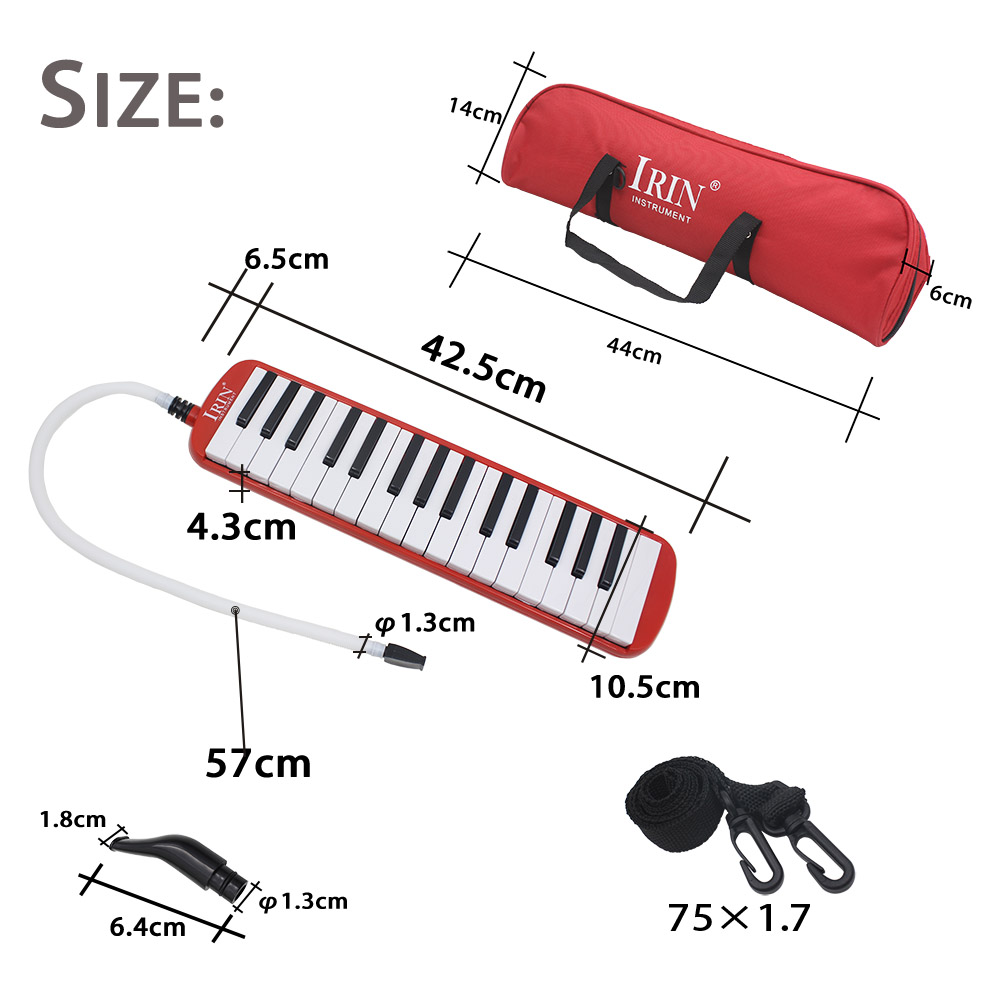 IRIN 32-toetsen mondharmonica Melodica ABS piano met tas Draagbaar mondharmonica voor muziekliefhebbers en beginners Toetsenbordinstrumenten