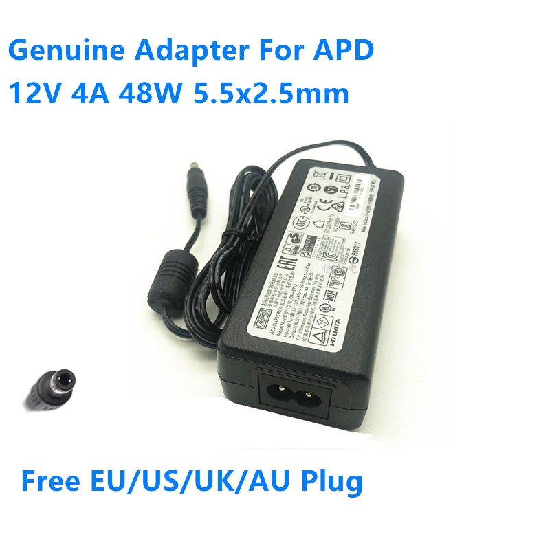 Véritable adaptateur APD 12V 4A 48W AC DC, 5.5x2.5mm, chargeur d'alimentation pour moniteur LED DA-48T12 DA-48Q12