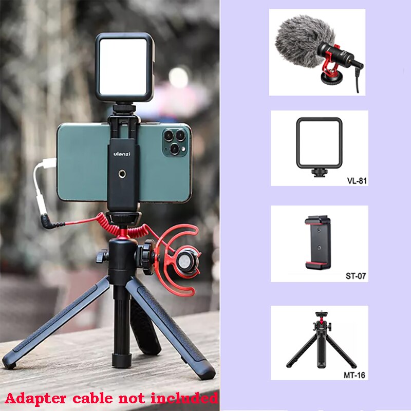 Ulanzi mt -16 stativ stativ med kuglehoved koldsko forlængelsesstang selfie stick til led lys mikrofon mikrofon smartphone kamera slr
