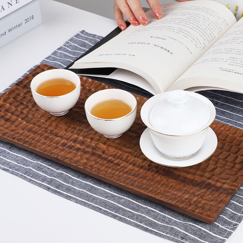 Wooden Black Walnut Tortoise Shell Tray Wooden Dry Bubble Tray Square Coaster Fruit Tray Japanese Style Tray