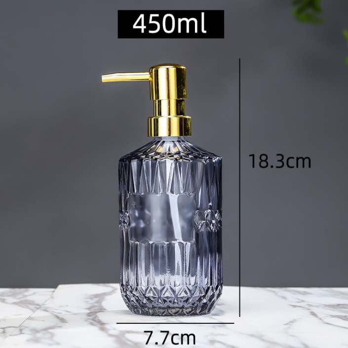 Glass Lotion Bottle Manual Press Soap Dispenser Bottle Fillable Shower Gel Shampoo Container Bottles for Bathroom Kitchen: D