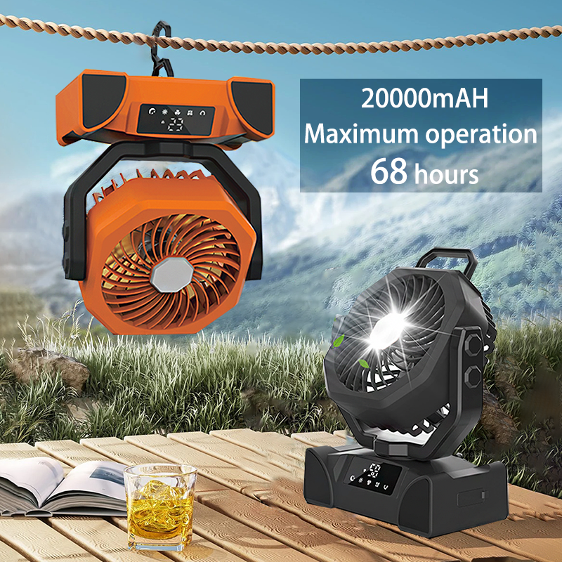 Bureauventilator met verlichting, campingventilator met verlichting, oplaadbare draagbare circulatieventilator, draadloze plafondventilator met powerbank, led-verlichting