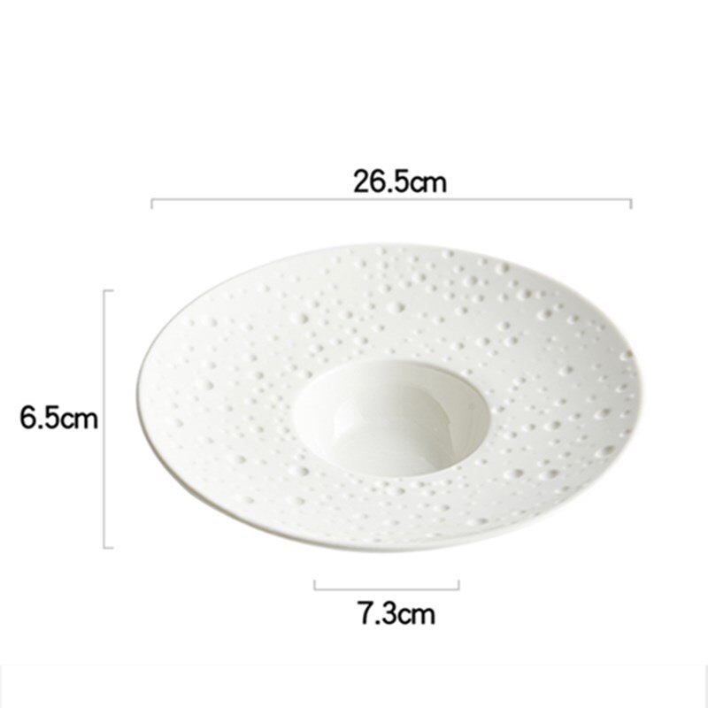 Plato blanco con forma de sombrero de paja para el norte de Europa, vajilla de decoración para restaurante, plato de sopa de carne y espagueti, plato de postre y fruta: B--26.5CM