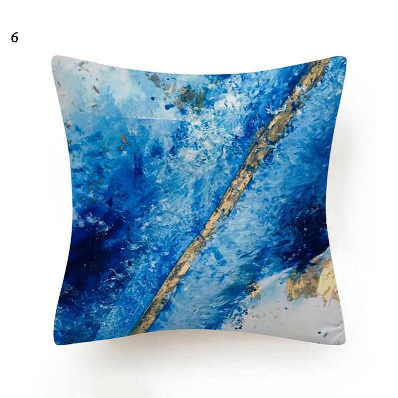 Gouden marmeren print kunst kussenhoes marineblauwe kussensloop voor bank retro marmer geometrische zee oceaan turquoise sierkussen
