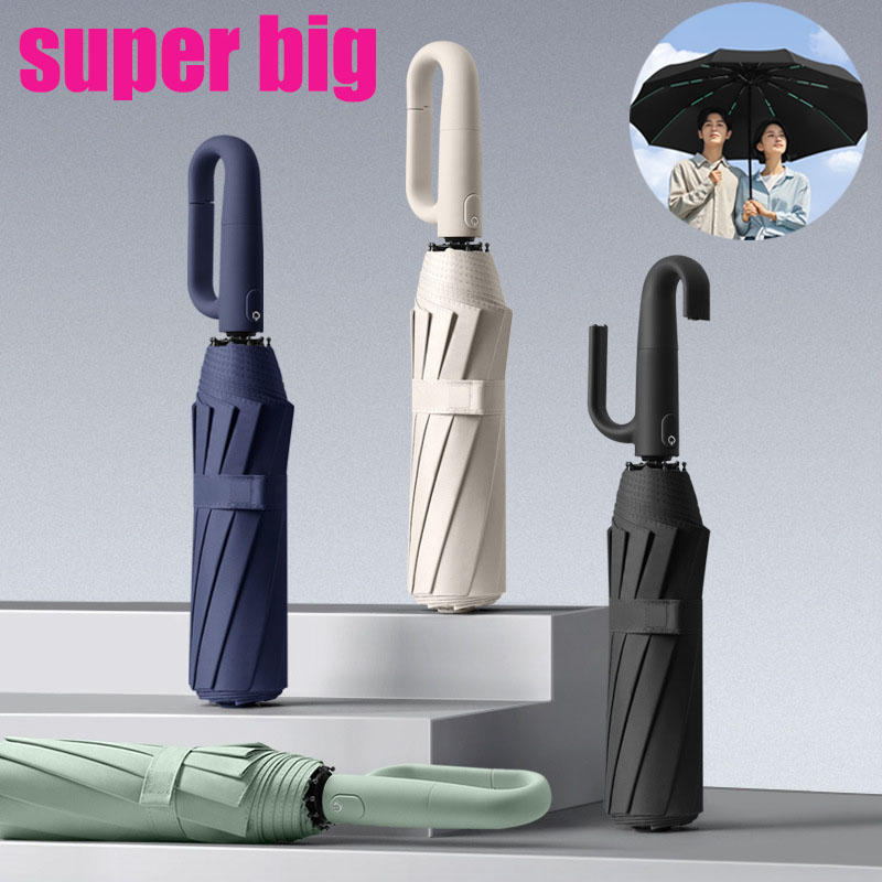 Extra Large Reinforced Wind-resistant Rain-resistant Dual-purpose UV-resistant Fully Automatic Ring-buckle Umbrella