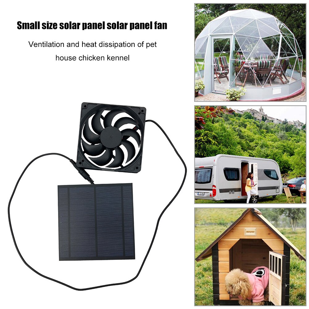 Solar Powered Panel Iron Fan Ventilator Black Outdoor Easy Carry Solar Powered Panel Iron Fan for Home Office Outdoor